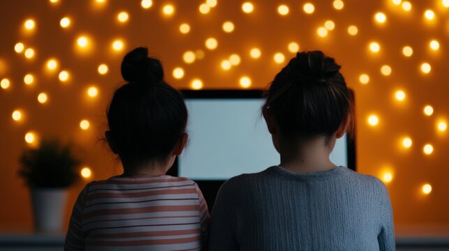 Two children sharing a heartfelt virtual celebration through computer screen