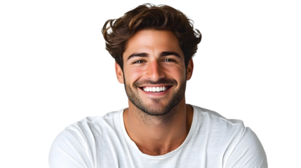 studio photo of a handsome man model smile with white isolated background ai generated