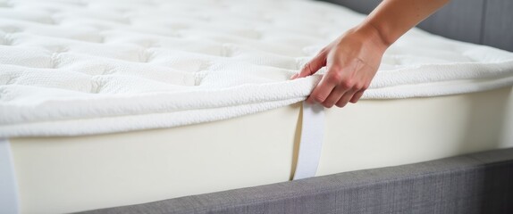 Mattress Topper Being Placed On The Bed