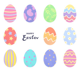 Set of colorful painted Easter eggs with 