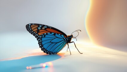 Obraz premium Monarch butterfly set against a white backdrop.