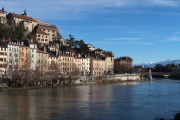 Obraz premium Houses by the water in Grenoble in France