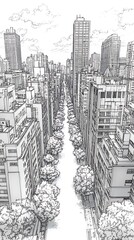 Fototapeta premium Urban skyline painting watercolor sketch high resolution hd photo