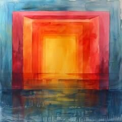 Abstract watercolor frame surrounding a blank page