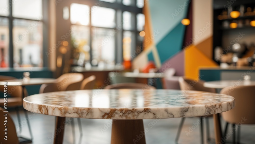 Poster marble-top table in the setting of an abstract cafã©
