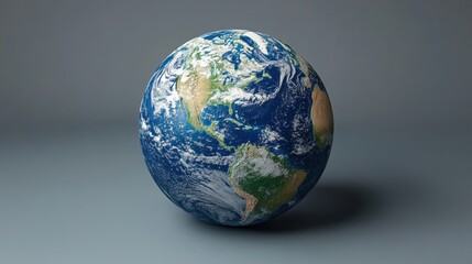 Fototapeta premium A 3D model of the Earth, showcasing the Atlantic Ocean in vibrant blue, its surface shimmering like a polished gem.