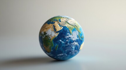 Fototapeta premium A 3D model of the Earth, showcasing the Atlantic Ocean in vibrant blue, its surface shimmering like a polished gem.