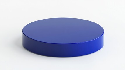 Solid, vibrant, round, blue display podium