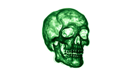 Obraz premium Green Skull Art for Halloween, Death Awareness. Creepy Poisoned Skull Design for Gothic and Horror Fan T-shirt Printing, Spooky Backgrounds and All Saints' Eve