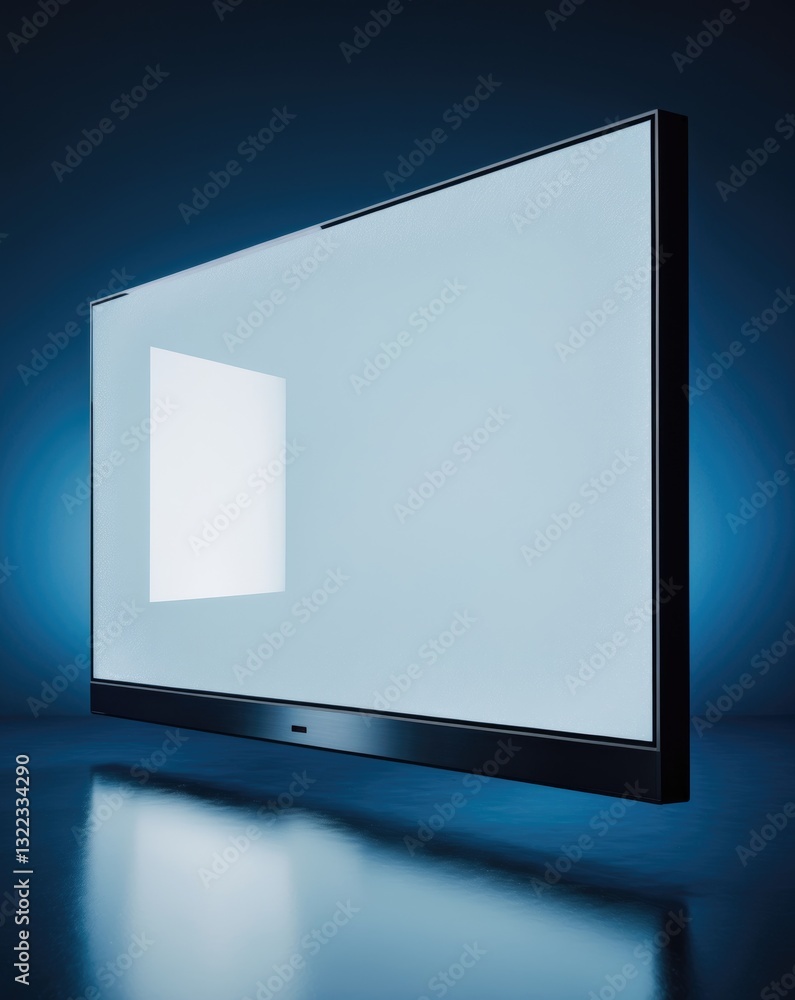 Poster mockup of a blank white display on a television with an lcd or oled screen. large flat-screen monito