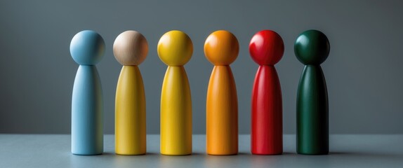 Naklejka premium Multi-colored figures representing individuals. Various personalities, interests, and skills. Consumer demographics, their preferences and purchasing power. Marketing and segmentation.