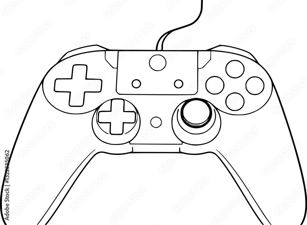Poster outline illustration of a gaming controller minimal gamepad design vector art.