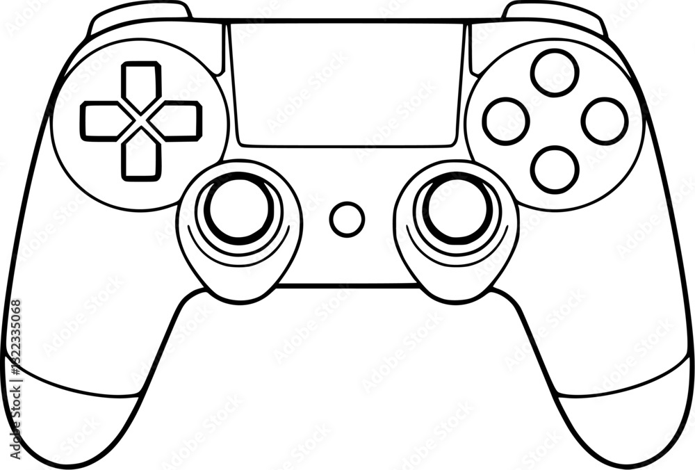 Poster outline illustration of a gaming controller minimal gamepad design vector art.