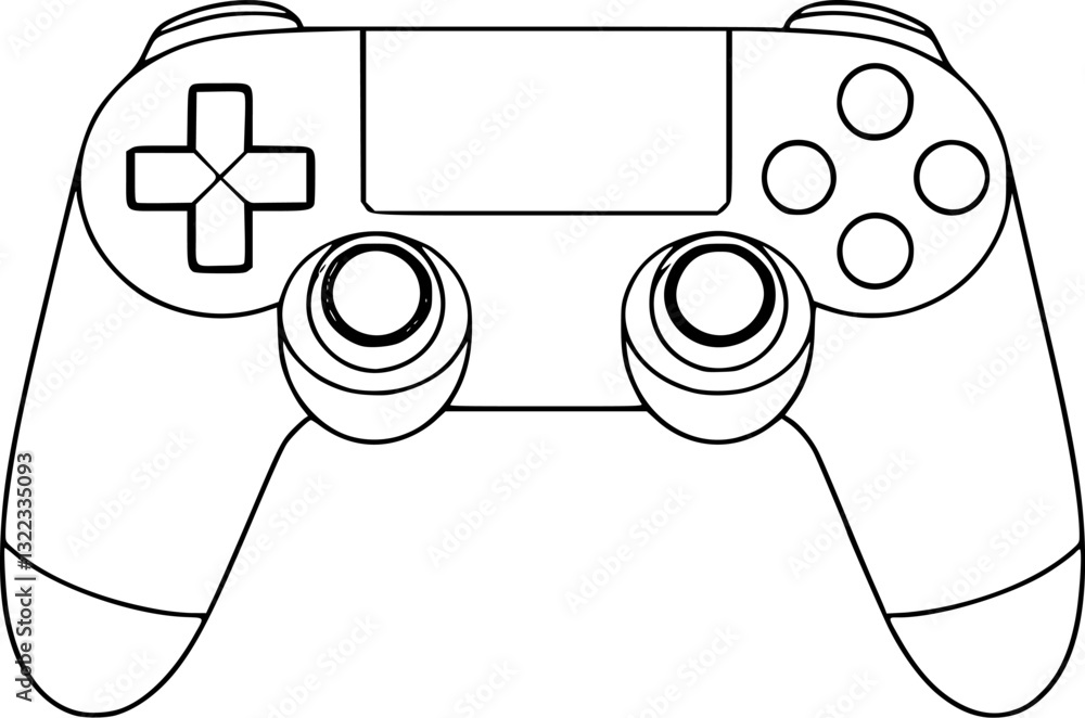Poster outline illustration of a gaming controller minimal gamepad design vector art.