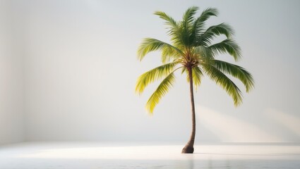 Fototapeta premium Isolated coconut palm tree on a white background.
