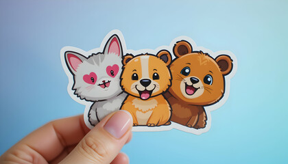 Cute Pixel Art Animal Stickers Cat Dog Bear