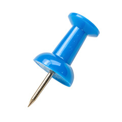 Blue Push Pin Thumbtack Isolated on Transparent Background