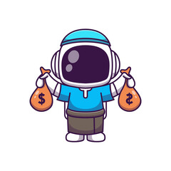 Cute Astronaut  Cartoon Vector Icon Illustration