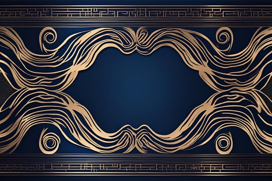 Royal Invitation: A beautifully crafted, ornamental design in gold against a deep navy blue backdrop, perfect for luxury announcements and invitations.