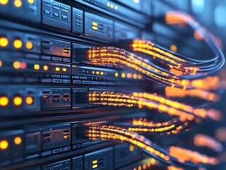 A modern data center filled. Generative AI