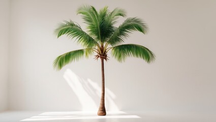 Obraz premium On a white background, an isolated coconut palm tree.