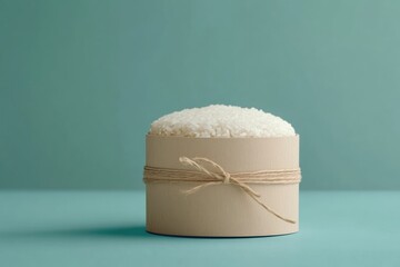 Cooked Rice in a Cylindrical Container, Minimalist Food Photography