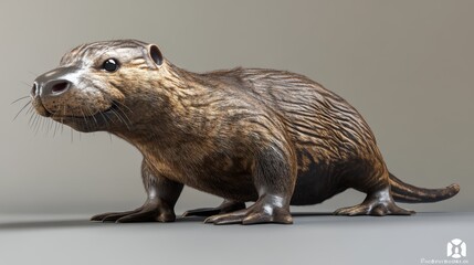 Fototapeta premium A 3D illustration of the platypus duck-billed animal, a unique creature with a duck-like bill, beaver-like tail, and otter-like paws, showcasing its distinctive features.
