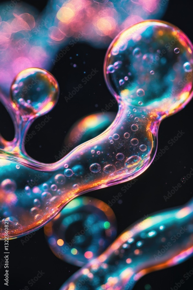 Poster macro close-up of soap bubbles resembling a scientific image of cell division process