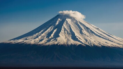 The vibrant colors of a japanese sunset behind mount fuji creating a spectacular evening sky