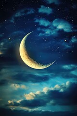 Fototapeta premium Moon and Clouds at Night