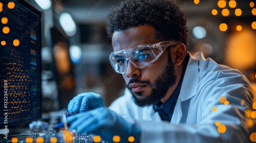 Poster A researcher in a lab meticulously prepares quantum experiments to explore qubit behavior in superposition and entanglement.