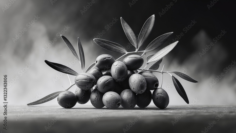 Aufkleber olives illustrated in a continuous line. a sketch in black and white featuring a simple line design.