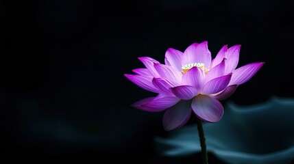   A close-up photo of a purple flower with a bug perched on its center stem