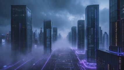 NFT Virtual real estate created on the blockchain or smart city concept rendering.