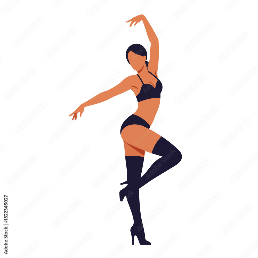 Aufkleber stylish dancer in dynamic pose with flat design elements showcasing graceful movement vector art