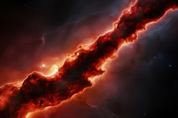 Cosmic Fire: A breathtaking view of a vibrant celestial cloudscape ablaze with fiery colors, painting the vast expanse of the cosmos with breathtaking artistry.