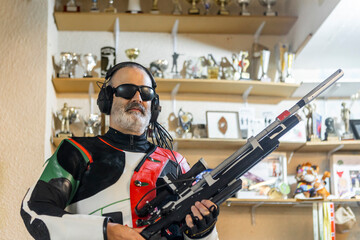 Athlete in Training with Trophies