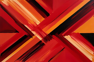 Abstract Canvas: An abstract artwork showcasing a bold intersection of red, orange, and black brushstrokes, creating a dynamic composition of color and movement.