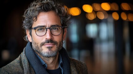Obraz premium Portrait of a man with glasses and beard.