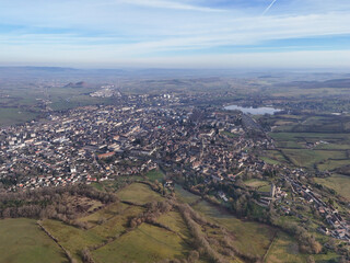 Aerial view of the town of Autun in Burgundy, France
