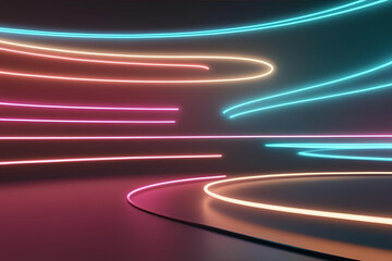 Neon Trails in the Dark: Vivid neon streaks dance across a sleek, dark backdrop, creating a mesmerizing spectacle of light and energy.