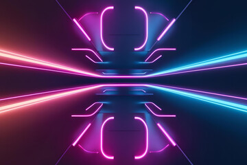 Neon Fusion: Illuminated lines of vibrant color converge in a mesmerizing dance of light, creating an immersive digital landscape with a futuristic aesthetic.