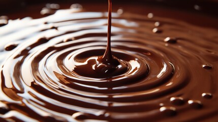 A cascade of liquid dark chocolate, crowned by a frothy halo of ripples, creating an impression of pure indulgence and effortless elegance.