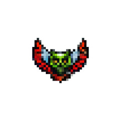 Obraz premium Pixel red owl icon vector. Mystical owl with wings icon. Owl logo in retro style. Owl wings vintage icon vector. Symbol of silence vector. Magical owl logo.