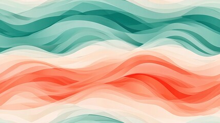 Obraz premium An image features a blue, orange, and pink wave pattern on a white backdrop