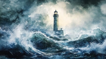Stormy Seas at Lighthouse