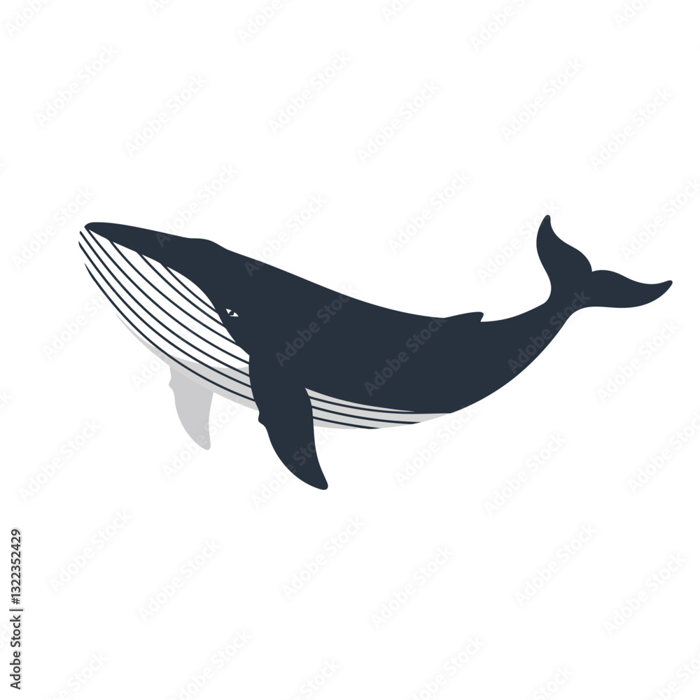 Poster whale silhouette design in minimal style with flowing lines and dark colors vector illustration