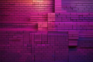 Brick Wall with Color: A contemporary brick wall creates a bold statement using vibrant and dynamic colors. With textures and shadows, this image is perfect for backgrounds and architectural concepts.