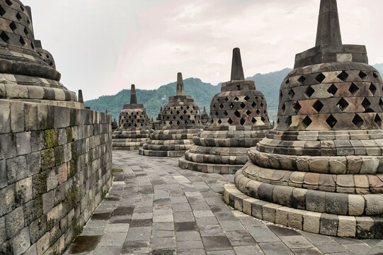 Mystical morning at Borobudur Temple with scenic views