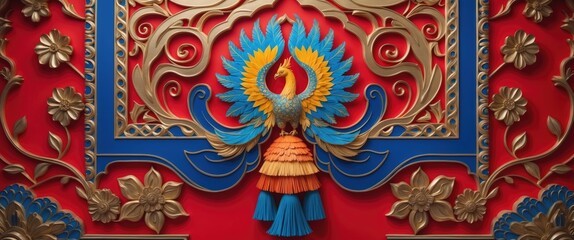 ornament with multiple colors on the wall